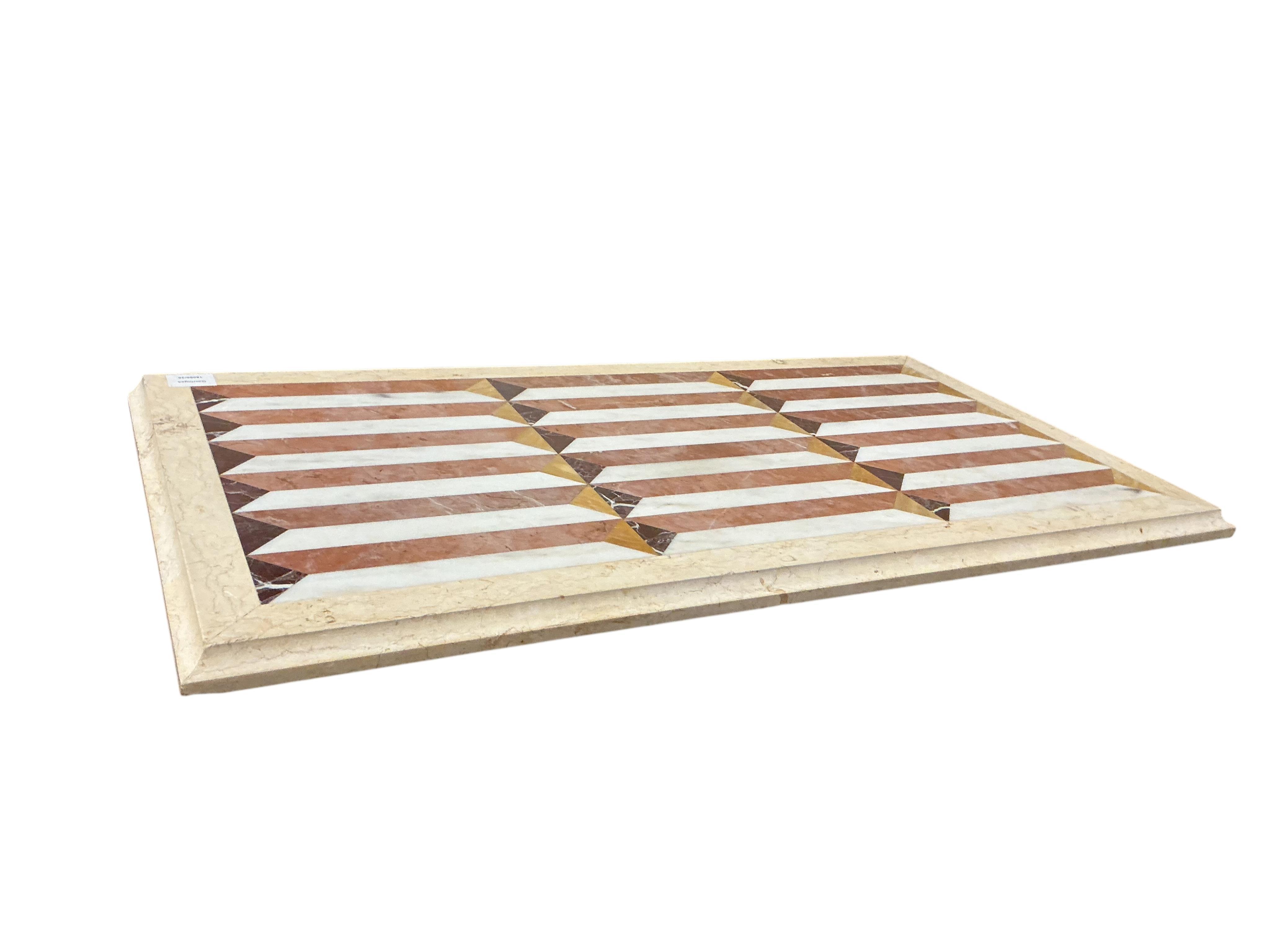 A rectangular specimen marble table top, width 49cm, depth 94cm